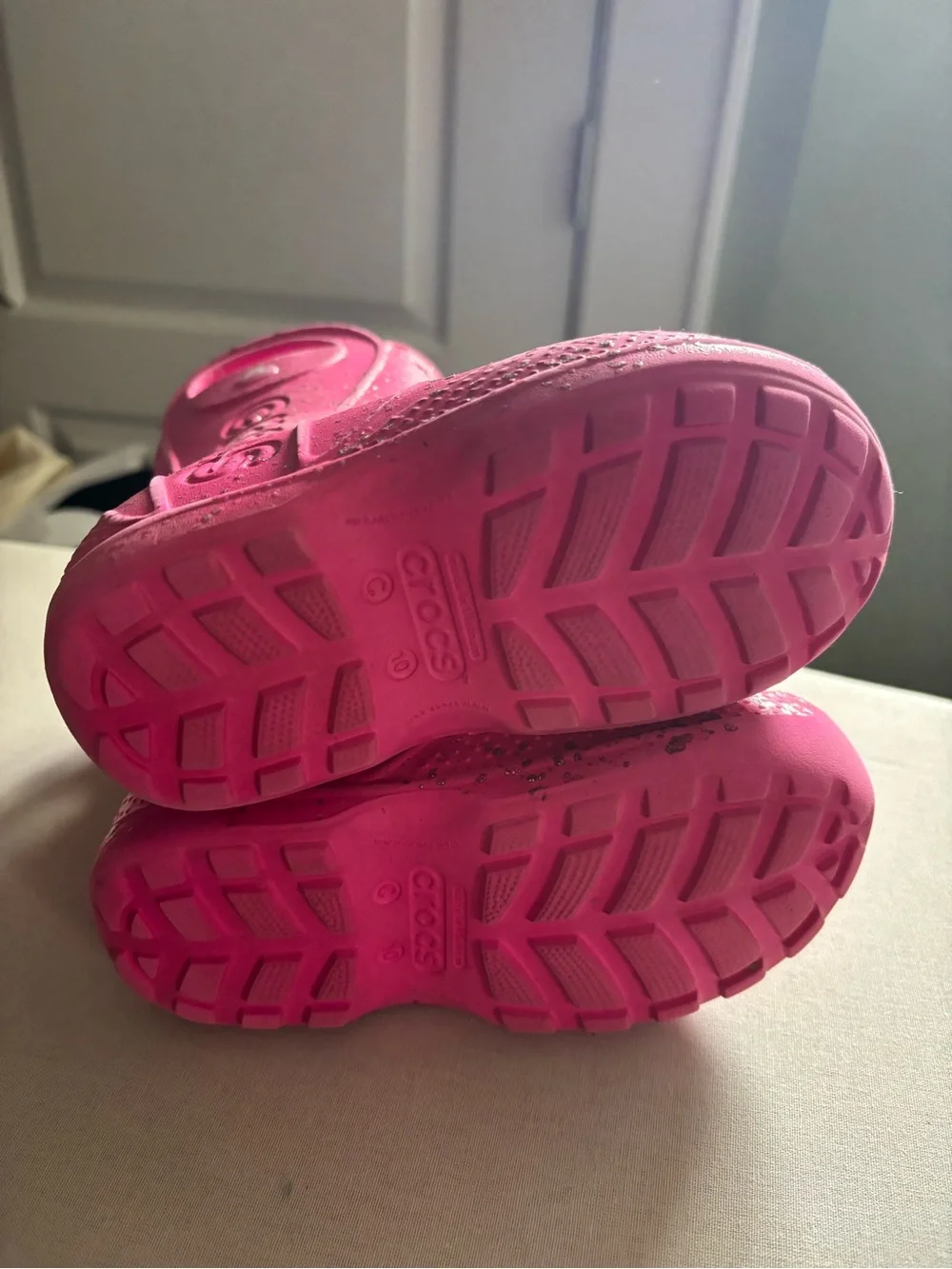 CROCS Glitter Pink Handle Rain Boots 10T
